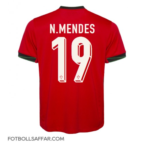 Portugal Nuno Mendes #19 Hemmatröja EM 2024 Kortärmad